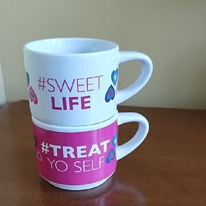 Galerie Wide Mugs 12 Ounces 1.5 Cups Mother's Day Anniversary Gift Pink White